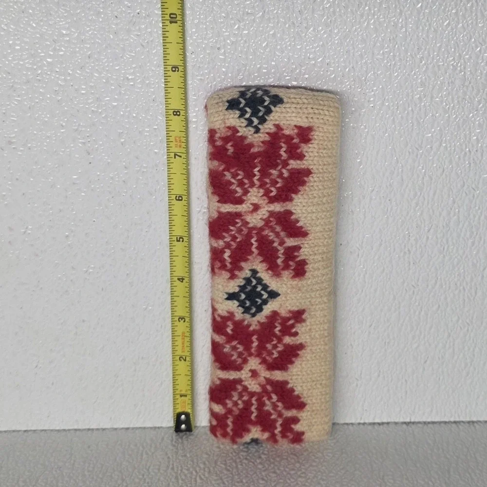 Vintage Eddie Bauer Wool White Red Blue Winter Headband